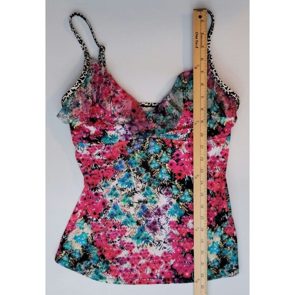 Kenneth Cole Reaction Women's Floral Print Bathing Suit Top Only With Ruffle Tri - Picture 8 of 11